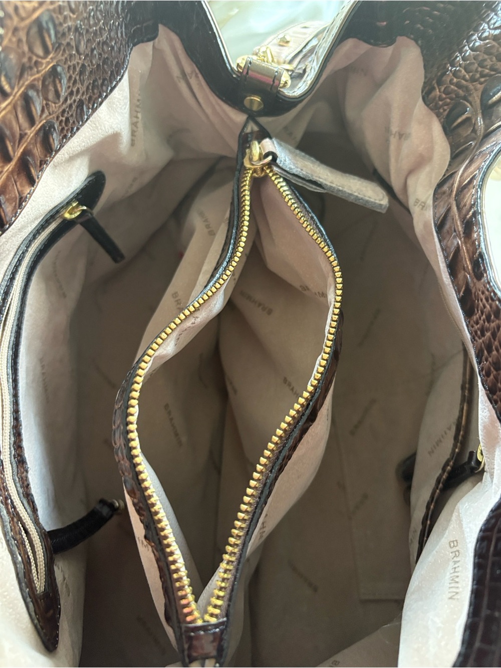 Brahmin Brown Croc-Embossed Leather Tote with Gold Hardware - Picture 2 of 8